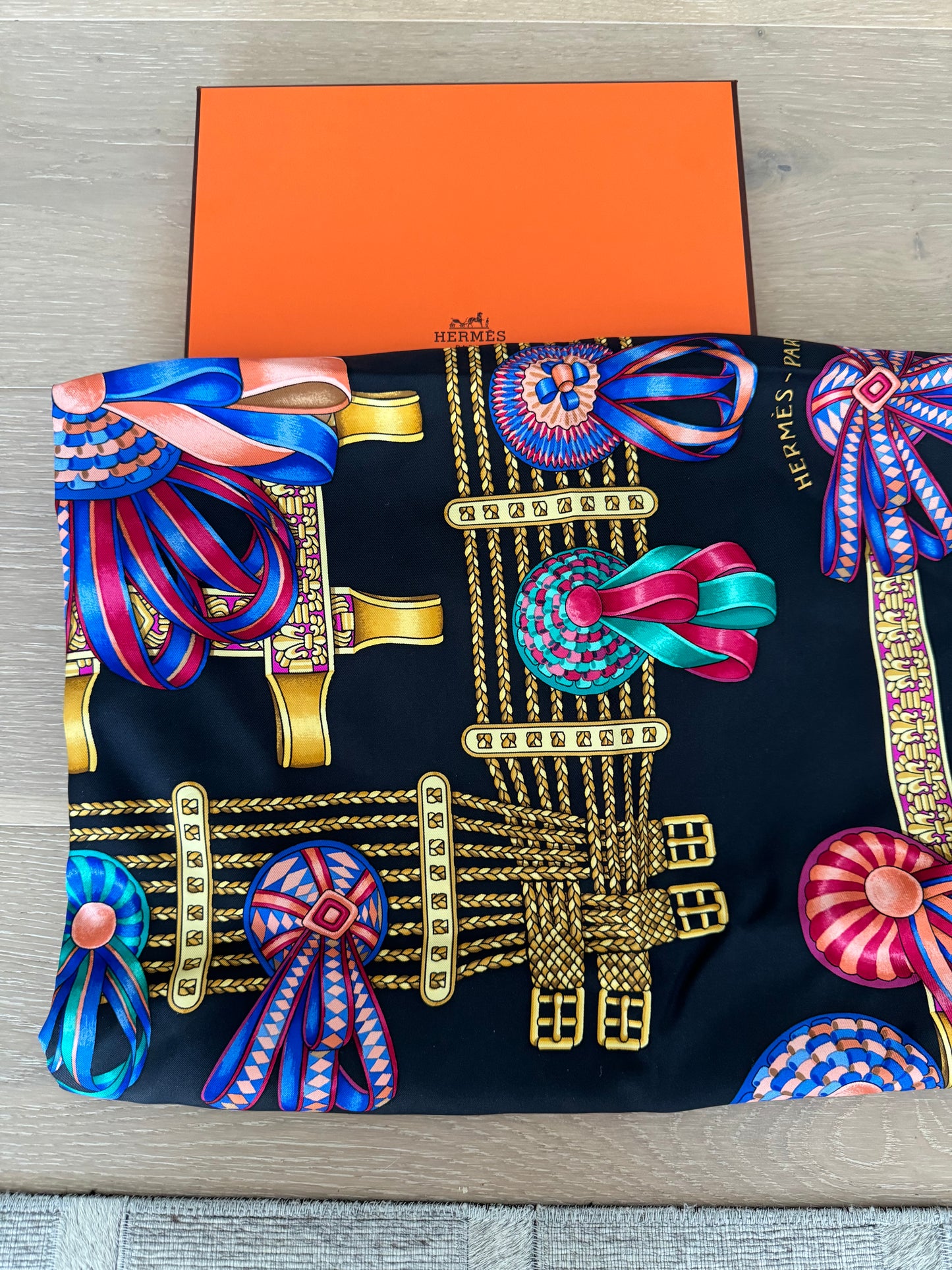 Hermes Silk Scarf by J.Metz LES RUBANS DU CHEVAL