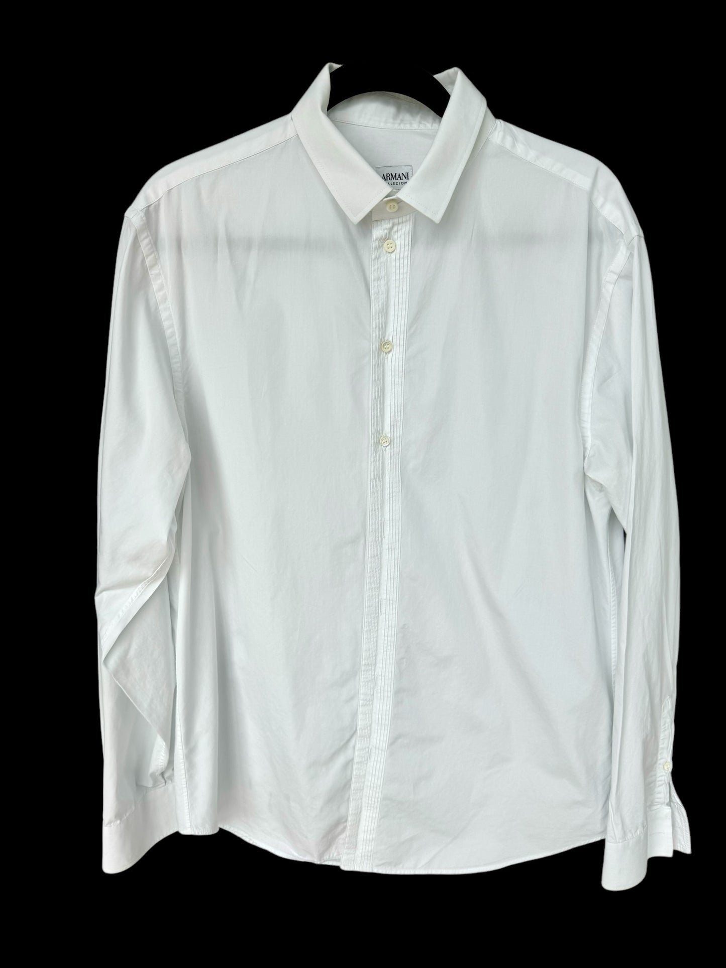 Armani Collezioni white shirt 41 16 L pleated-button-stand