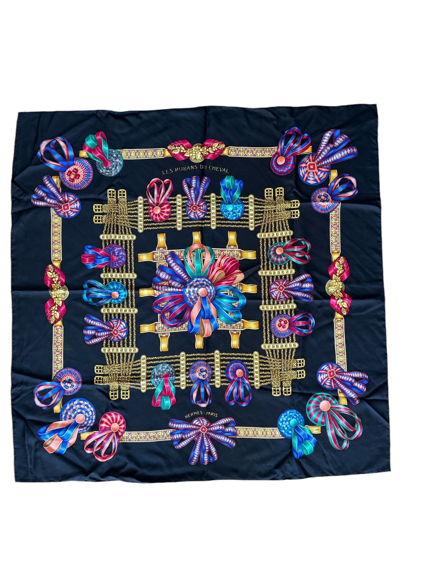 Hermes Silk Scarf by J.Metz LES RUBANS DU CHEVAL